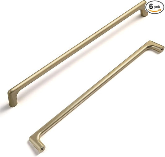 Goo-Ki Light Brass Cabinet Pulls with 10'' Hole Centers, Modern Style Zinc Alloy Cabinet Handles for Dresser,Wardrobe,Cupboard- 6 Pack