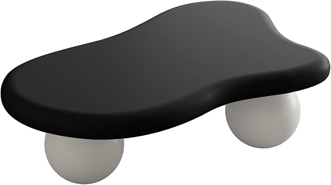 40" Modern Coffee Table Cloud Shape Low Center Table Cute Irregular Indoor Tea Table with 3 Ball Legs for Living Room Small Space