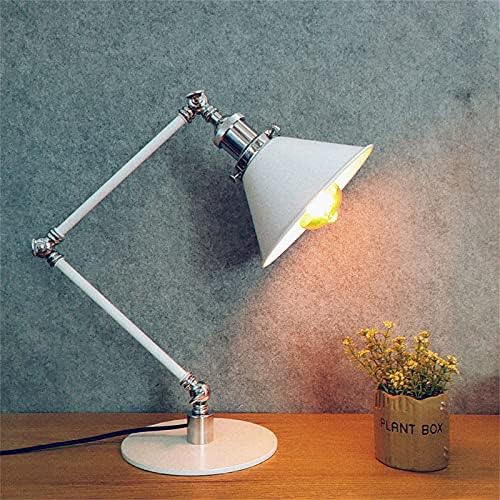 Vintage Industrial Metal Desk Lamp with Adjustable Swing Arm - Retro Black & Gold Task Lighting for Bedroom, Cafe, Reading, Nightstand, and Workstation