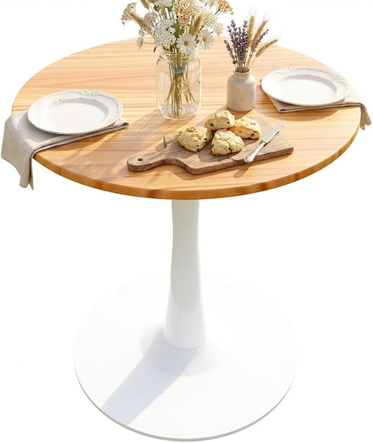 23.62" Small Round Dining Table for 2 – Durable & Well-Made Tulip Table with Sturdy Metal Frame, Compact 2-Seater Kitchen or Dining Room Table for Small Spaces, Apartments, Café, Restaurant, Office 1