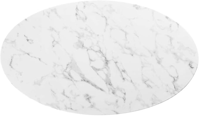 Modway Lippa 48" Oval Artificial Marble Dining Table, Black White