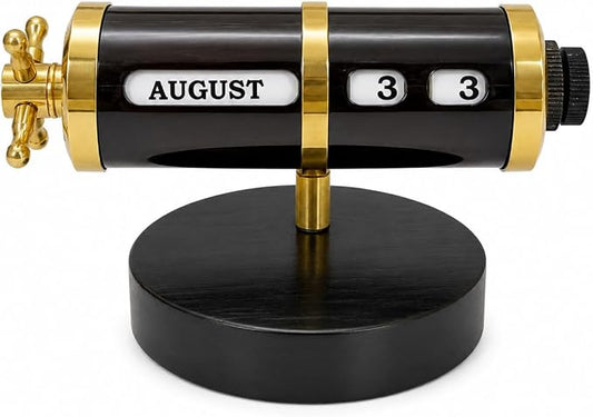 Brass Working Date and Month Perpetual Desktop Calendar Analog Retro Style Calendar For Home Office & Tabletop Decor