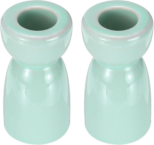 uxcell 2 Pack Candlestick Holder Bright Light Blue Ceramic Taper Candle Holder Candle Stand Holders Modern Style Decoration for Centerpiece Tabletops Anniversary