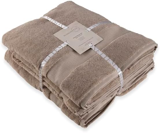 Maisonette Elegance 100% Organic Cotton Turkish Bathroom Towels Set, Ideal Quick Dry Luxury Washcloths, Hand & Large Luxury Bath Towels for Shower (6 Pack), Light Brown (Dune)