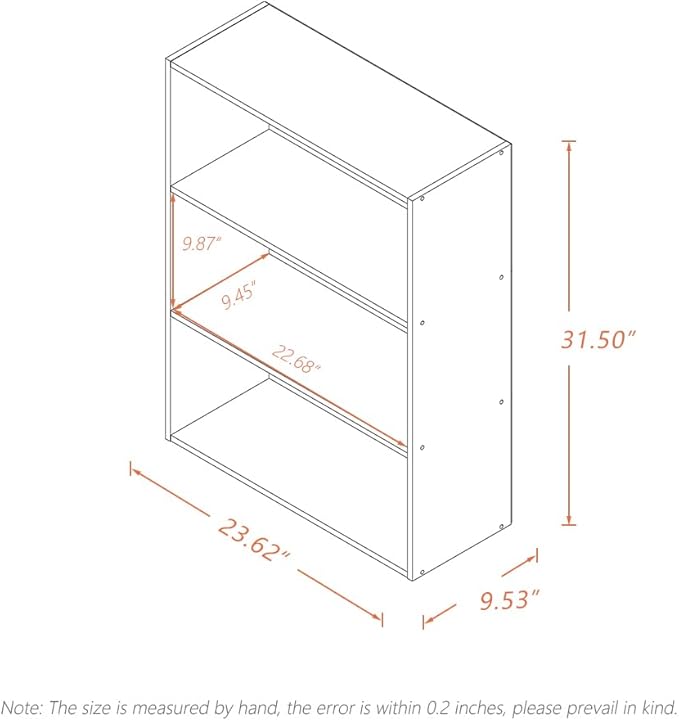 NELYE Basic Open Shelf Bookcase - 3-Tier Wooden Cube Storage Shelves Split Bookshelf, White