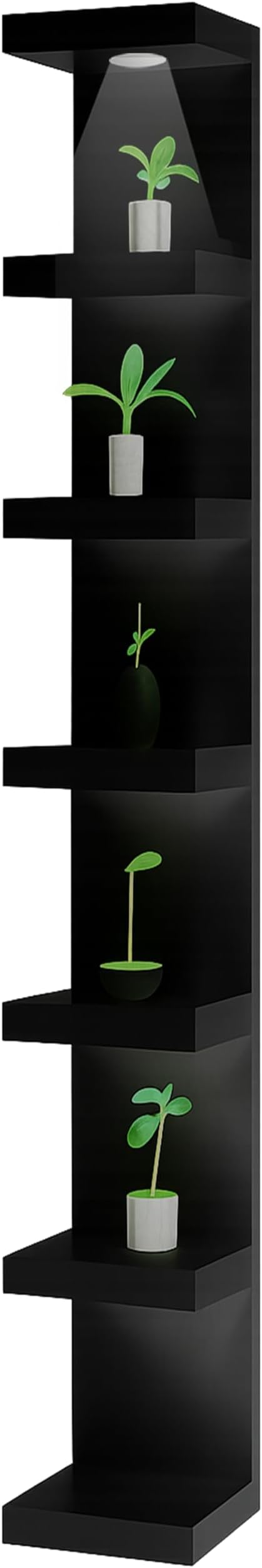 Home Stuf Lack Wall Shelf Unit with Extra Strong Backboard, 7 Tier Vertical Lack Wall Shelves, Column Shelf Organizer & Storage for Bedroom, Living Room Home Decor (Black Brown)