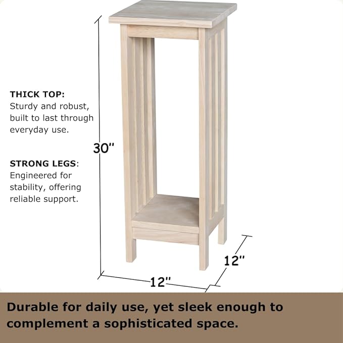 International Concepts Mission Plant Stand, 30-Inch High, Solid Parawood, Unfinished