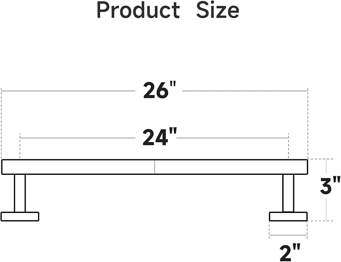 USHOWER Brushed Gold Towel Bar, 24-Inch Towel Racks for Bathroom Wall-Mounted, SUS304 Stainless Steel Towel Rod (Total Length 26-Inch)