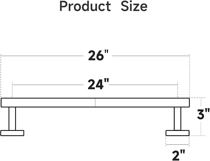 USHOWER Polished Chrome Towel Bar, 24-Inch Towel Racks for Bathroom Wall-Mounted, SUS304 Stainless Steel Towel Rod (Total Length 26-Inch)