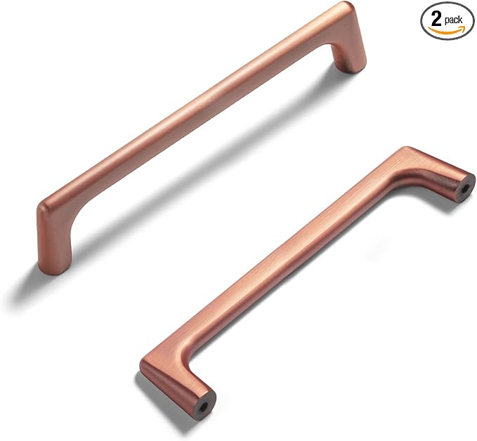 Goo-Ki Brushed Copper Cabinet Pulls with 5''Hole Centers, Modern Style Zinc Alloy Cabinet Handles for Dresser,Wardrobe,Cupboard- 2 Pack