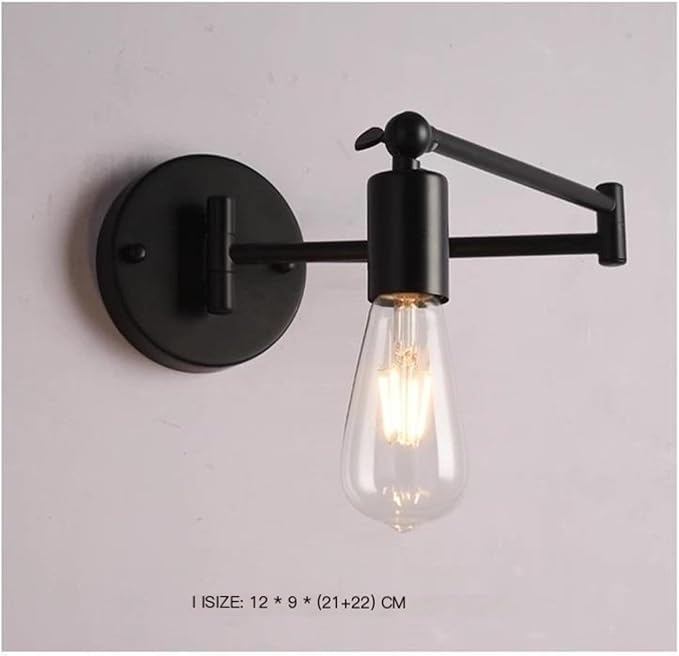 Folding Wall Lamp Retro Rocker Arm Wall Lamp Bedroom Bedside Lamp Iron Art Living Room Study Reading Wall Sconce Swing Arm Adjustable Vintage Wall Mount Light Sconce (Color : I)