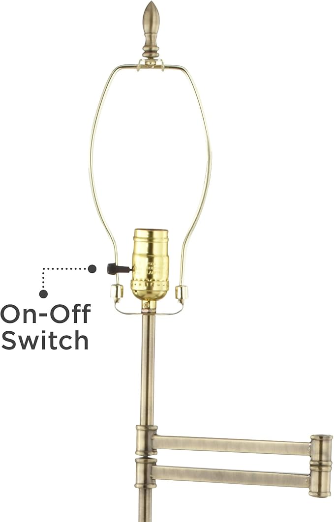 360 Lighting Westbury Traditional Swing Arm Floor Lamp Adjustable Height 70" Tall Antique Brass Fine Burlap Cotton Blend Fabric Empire Shade Decor for Living Room Reading House Bedroom Home