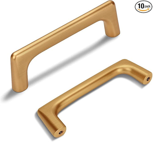 Lardmon 10 Pack Champagne Bronze Modern Cabinet Pulls 3.75 Inch(96mm) Hole Center Timeless Drawer Pulls Vanity Pulls Classic Solid Kitchen Cabinet Handles Hardware for Dresser