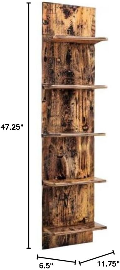 Danya B. Decorative Wall Mount Vertical Shelving Unit – Modern 5-Tier Column Shelves – Pine Grain Finish