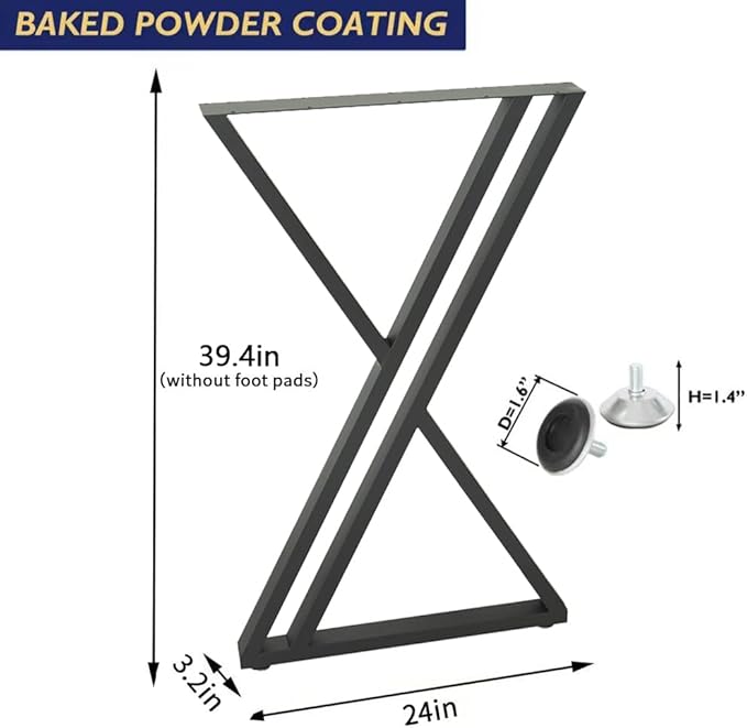 Table Legs 40 inch Set of 2, Bar Height Counter Metal Steel Tall Desk Base Steel for Kitchen Living Room or Outdoor (24W x 39.4H)