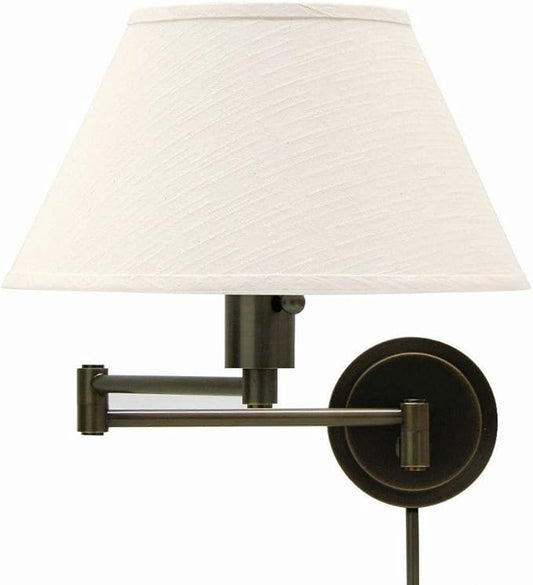 House Of Troy WS14-91 Home/Office Collection Swing-Arm Wall Lamp, Oil Rubbed Bronze with Off-White Linen Hardback Shade