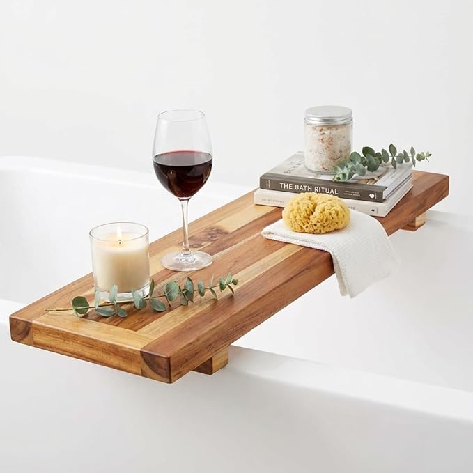 EcoDecors, 29 inch, Bath Tray for Tub, Bath Tub Tray Wood, Bathtub Table, Caddy for Bathtub in Natural Teak