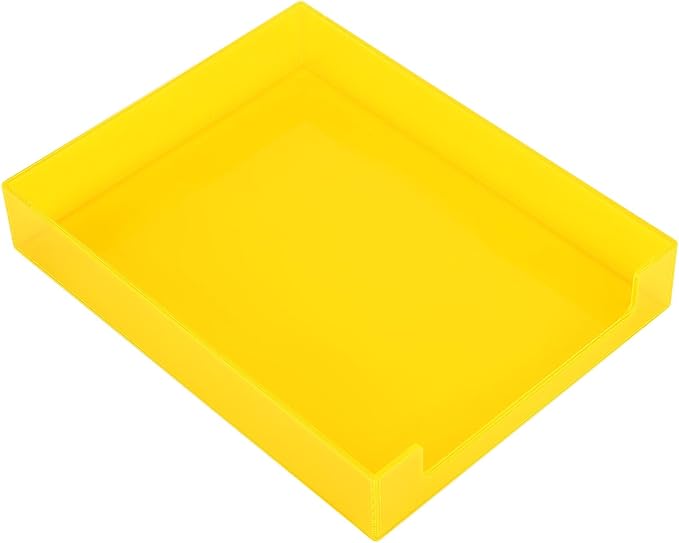 Paper Tray Acrylic File Organizer for Desk Letter Tray Desk Organizer Document Holder Sorter Storage for A4 Office Supplies Magazines, 13.8x10.6x2.4 Inches, Neon Yellow