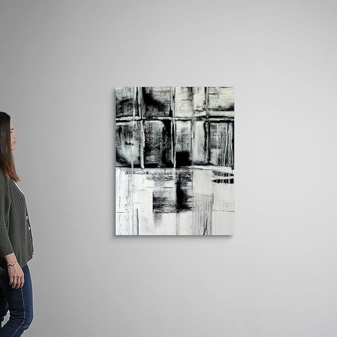 CANVAS ON DEMAND Looking Through Canvas Wall Art Print by Erin Ashley, Contemporary, Abstract, Modern, Home Decor, Black and White Artwork,32" x40in