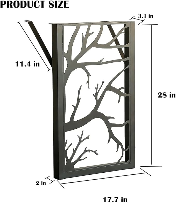 28 inch Table Legs Set of 2 - Heavy Duty Metal Desk Base with Nature-Inspired Laser Cut Design, for Industrial Modern Dining Table, Easy Installation (E)