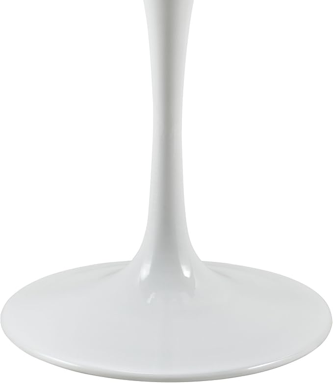 Modway Lippa Round 28" Mid-Century Modern Artificial Marble Dining Table in White