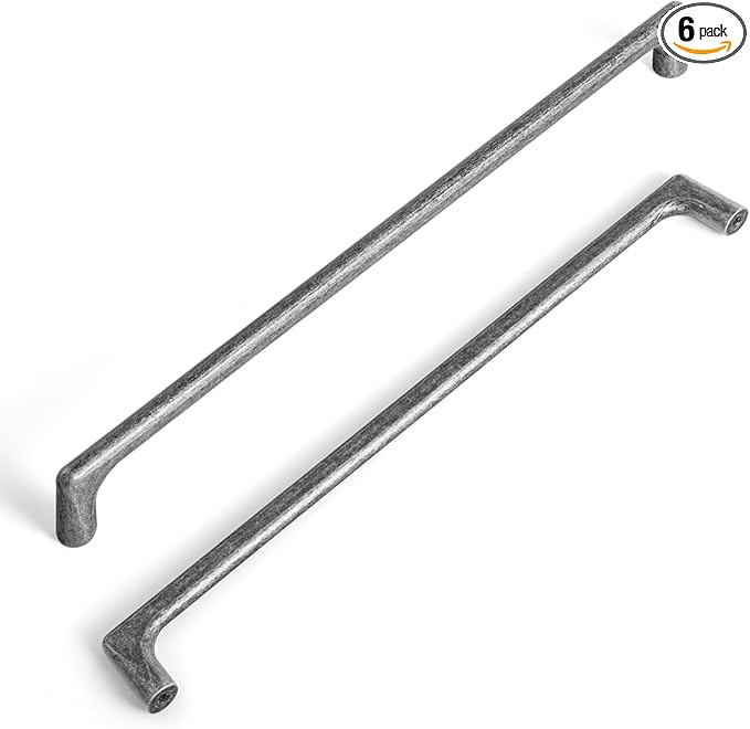 Goo-Ki Weathered Nickel Cabinet Pullls with 10 ''（256mm Hole Centers- Retro Style Zinc Alloy Cabinet HandlesFor Dresser,Wardrobe,Cupboard-6 Pack