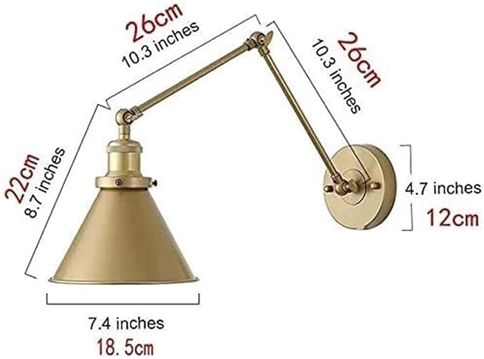 Adjustable Swing Arm Wall Lamp Iron Sconce Light Industry Retro Metal Loft Indoor V-intage E27 Bedside Bedroom Reading Living Room Dining,Luxury