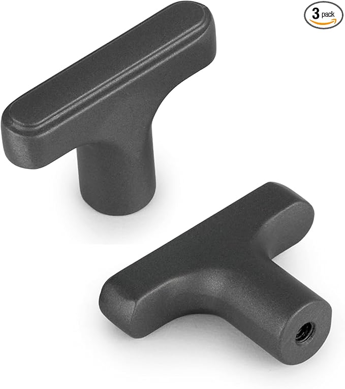 Lardmon 3 Pack Dark Gunmetal Gray Cabinet Knobs Drawer Knobs Modern Single Hole Cabinet Pulls Solid Cabinet Handles Drawer Pulls Heavy Duty Kitchen Hardware for Dresser Cupboard Wardrobe