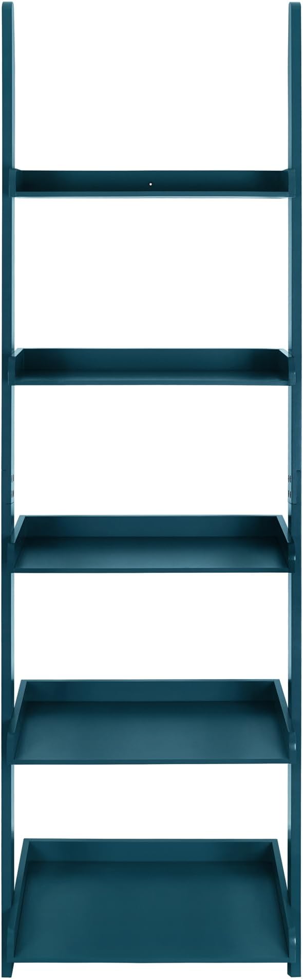 eHemco Modern 5 Tier Wall-Leaning Ladder Bookshelf Organizer, Storage Rack, 70 Inches, Blue