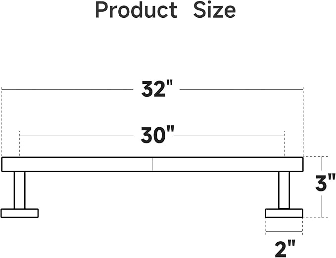 USHOWER Brushed Nickel Bath Towel Bar, 30-Inch Towel Rack for Bathroom Wall Mounted, Thicken SUS304 Stainless Steel Towel Rod (Total Length 32-Inch)