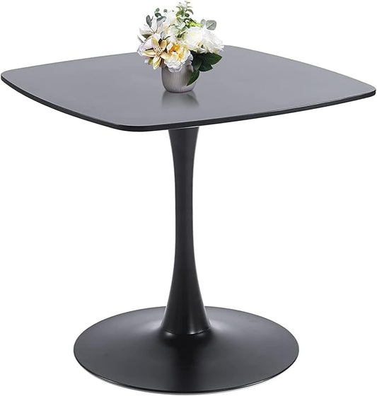31.5 Inch Black Square Dining Table, Mid Century Tulip Table for 2-4 People,Kitchen Dining Table with MDF Tabletop and Pedestal Base