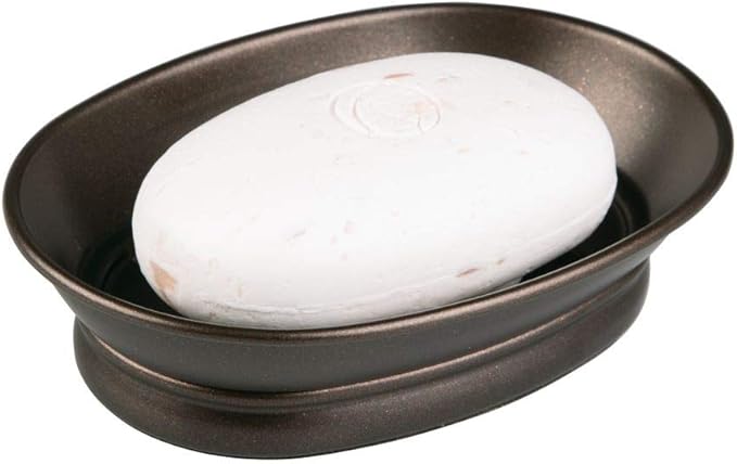 iDesign York Countertop Bar Soap Dish, Metal Soap Holder for Bathroom, Shower, Vanity, 3.87" x 5.5" x 1.4", Bronze (Pack of 12)