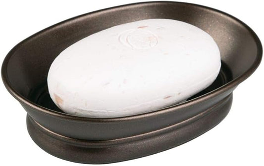 iDesign York Countertop Bar Soap Dish, Metal Soap Holder for Bathroom, Shower, Vanity, 3.87" x 5.5" x 1.4", Bronze
