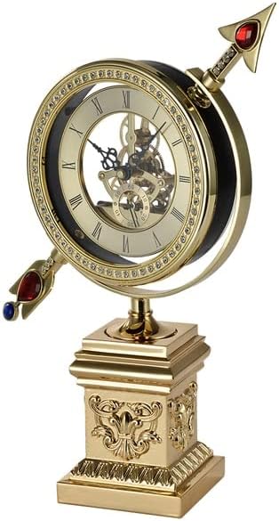 Classic Golden Brass Desk Clock Arrow Retro Bedroom Table Clock Vintage Desktop Alarm Shelf Clocks Bedroom Home Decor Gift (Type B Desk Clock)