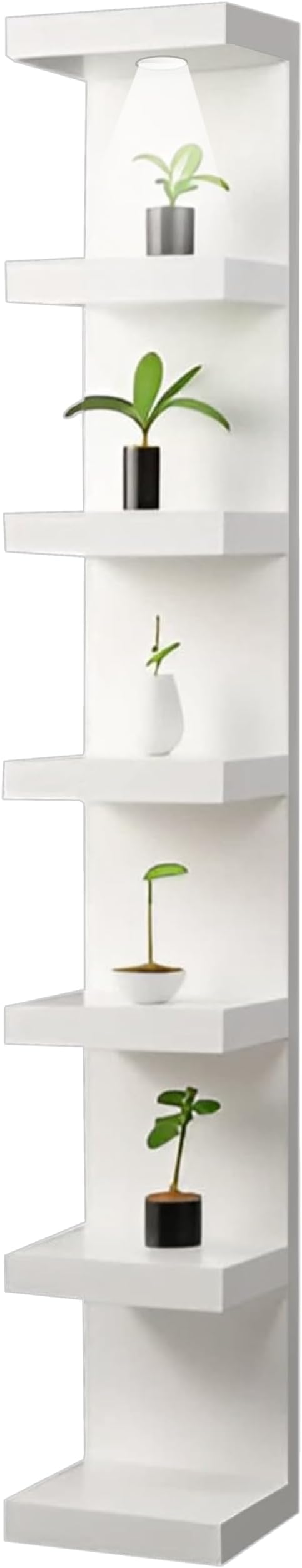 home stuff Lack Wall Shelf Unit with Extra Strong Backboard, Versatile 7 Tier Shelf Unit, White Lack Wall Shelf, Display Floating Shelf with LED Remote Control Light (White)