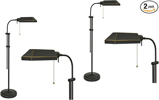 Kira Home Prescott 58" Vintage Adjustable Pharmacy Floor Lamp with 6W LED, Bronze Mid Century Modern Standing Reading Light with Telescoping Pole, Dark Bronze Finish, Pack of 2