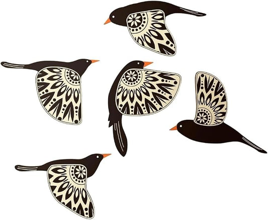 5PCS Wooden Bird Wall Hanging Decors Gift for Bird Enthusiasts Home Decors Gift