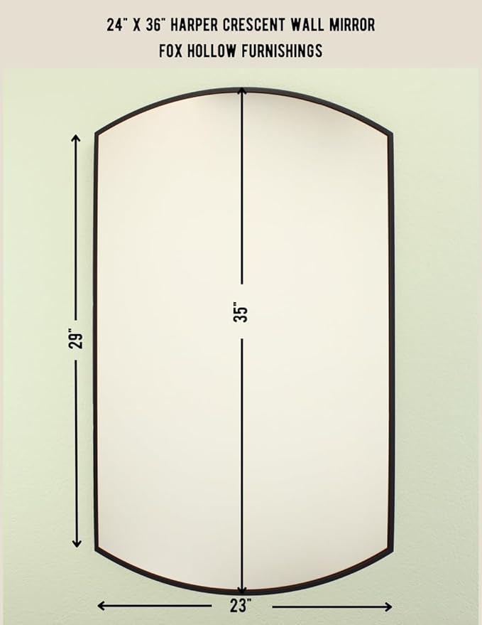 Harper Crescent Wall Mirror 24”x36” Over Sink Bathroom Mirror, Arched Tempered Glass “Silver” Vanity Mirror, Great for Hallway/Entryway/Bedroom, Hangs Horizontal/Portrait/Vertical/Landscape, Chrome