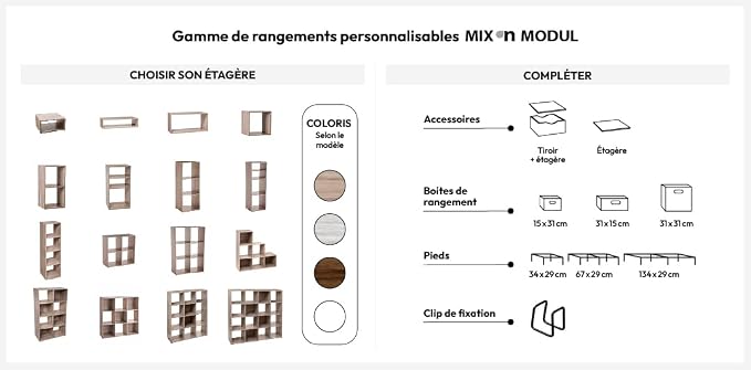 5 five simply smart Shelf Mix n Modul 9 Compartments Natural