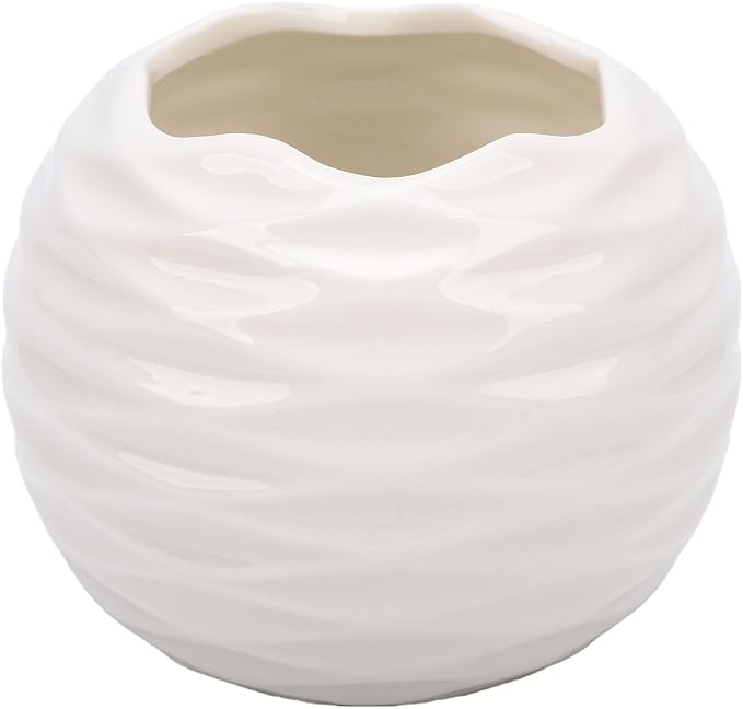 Scented Candle Holder, Ceramic Nordic Minimalist Holder, Hand Cast Texture Heat Proof Candle Stand with Durable Design, Ideal for Living Room, Dining Table & Bedroom Decor (White)