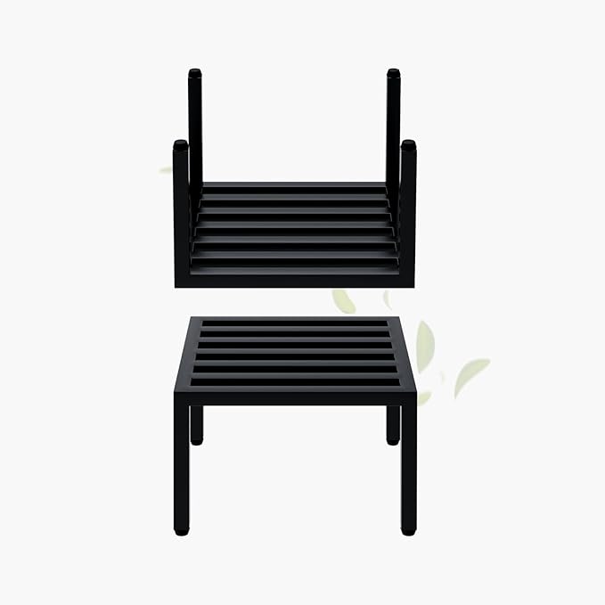 Zhongma 2 Pack 12" Sturdy Potted Plant Stand Flower Pot Holder Heavy Duty Construction, No Installation Square Low Plant Stand 12 x 12 x 7.87 inch for Home Indoor and Outdoor, Sturdy plant riser and saucer