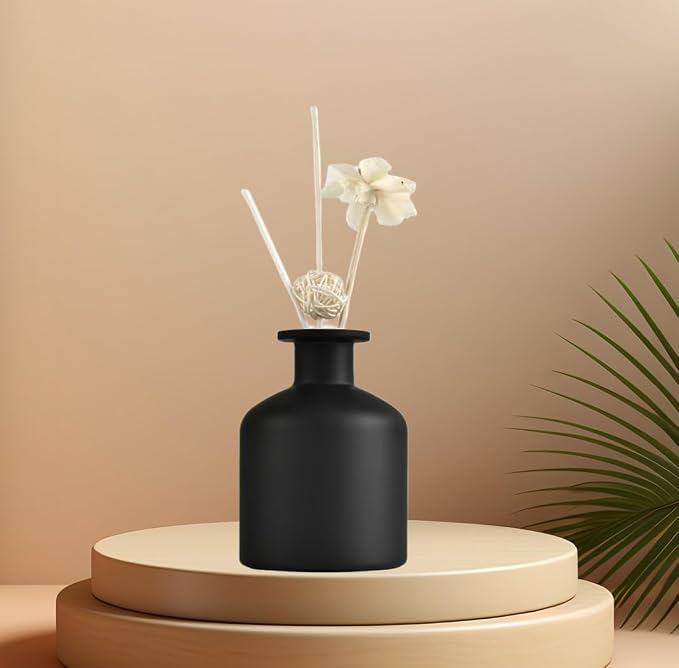 250ml Frosted White Empty Glass Reed Diffuser Bottles,Diffuser Bottle for Essential Oils,Aromatherapy Container for DIY Replacement Diffuser,Reed Sticks,Crafts Decor,Small Flower Vase