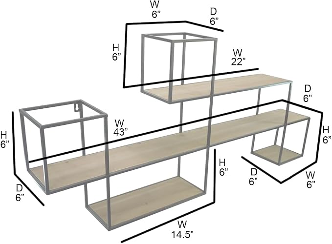 Admired By Nature 3 Tier Wall Mount Shelf, Modern Shelving Wall Mounted Organizer, Black Metal Shelf for Living Room Home Decor