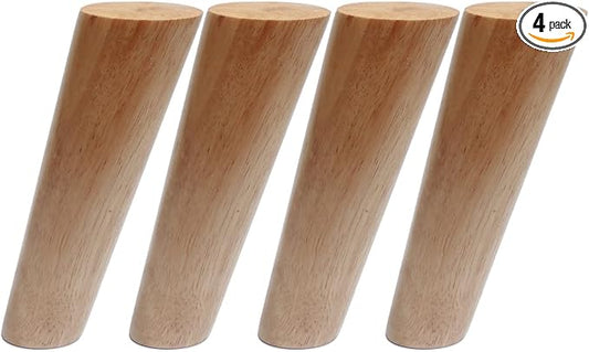Round Solid Wood Furniture Legs Sofa Replacement Legs Mid-Century Modern Leg,Perfectly adapted to Sofa, Couch, Bed, Coffee Table, Easy to Install(8 Inches,Set of 4, Original Wood Color)