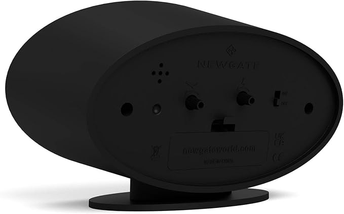 NEWGATE® Ronnie Alarm Clock | Oval Retro Design | Black Soft Rubberised Finish | Ideal for Bedside, Desk or Shelf | Modern, Retro mid-Century Bedroom & Office Accessory