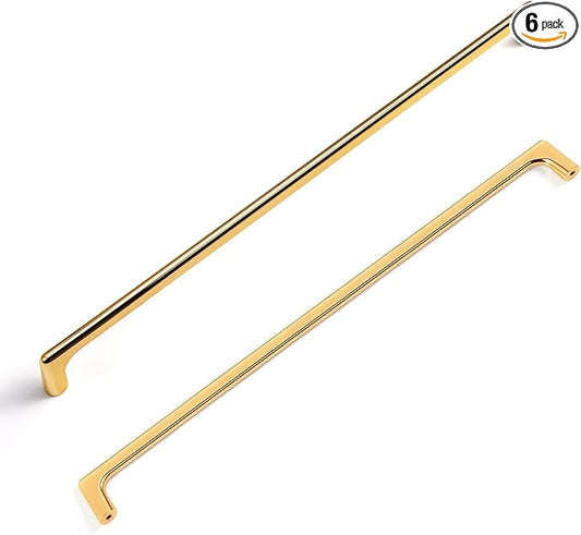 Goo-Ki Shinging Gold Cabinet Pulls with 12.6''(320mm) Hole Centers, Modern Style Zinc Alloy Cabinet Handles for Dresser,Wardrobe,Cupboard- 6 Pack