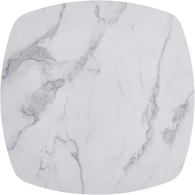 31.5" Square Dining Table for 2-4, White Marble-Look MDF Top with Gold Tulip Pedestal Base, Mid-Century Modern Kitchen Table for Apartment, Breakfast Nook, Café and Bistro