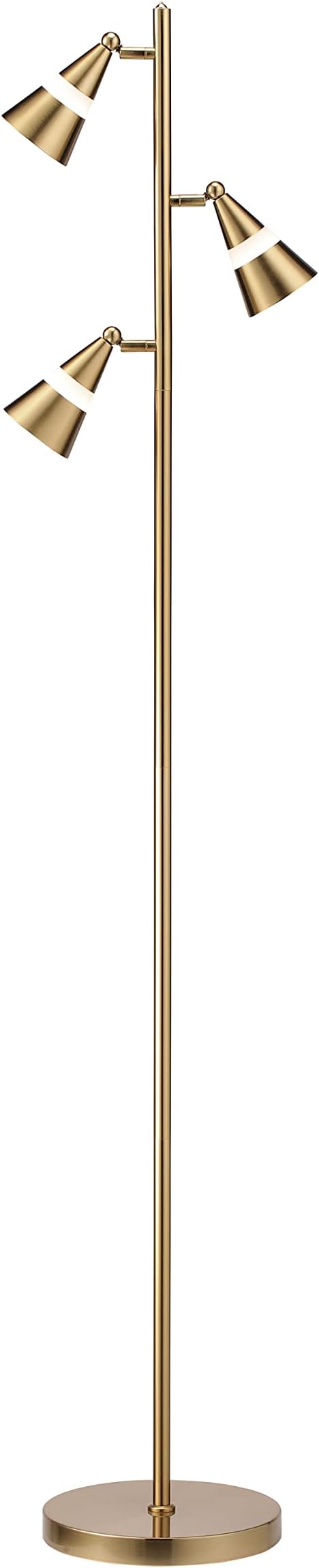 O’Bright Ash - 3-Light LED Tree Floor Lamp, Dimmable 3-Head LED, Multidirectional Standing lamp, Adjustable Multi-Shade, Swivel Cone Floor Lamp for Living Room, Bedroom, Antique Brass