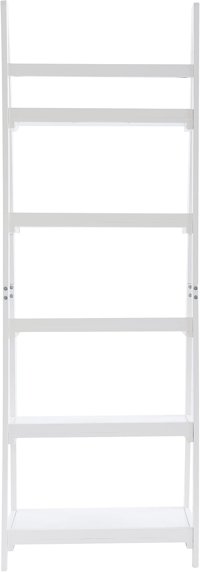 Melissa White Mid Century Five Shelf Ladder Bookcase by Linon