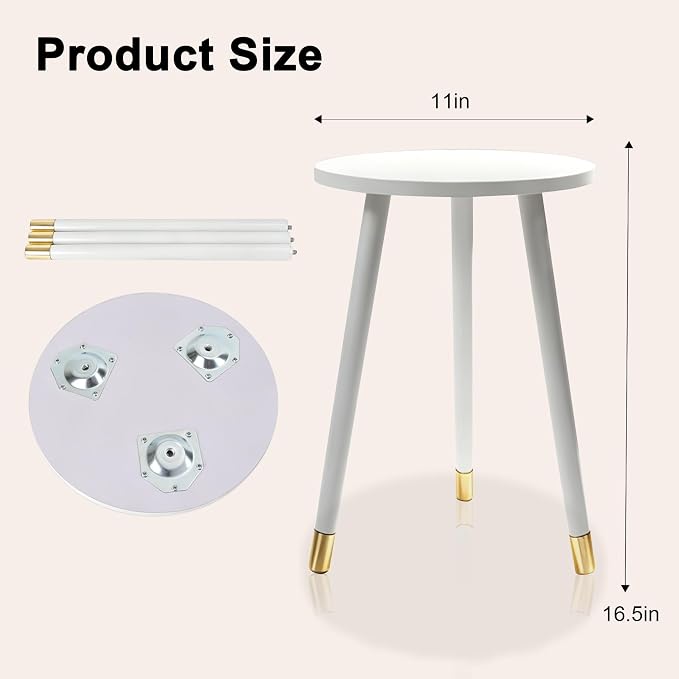 2-Pack Mid Century Plant Stand for Indoor Plants, Modern Metal Flower Pot Holder Stand for Living Room, Decorative Small Round Side Table for Balcony, Patio, Office, 16.5” High, White